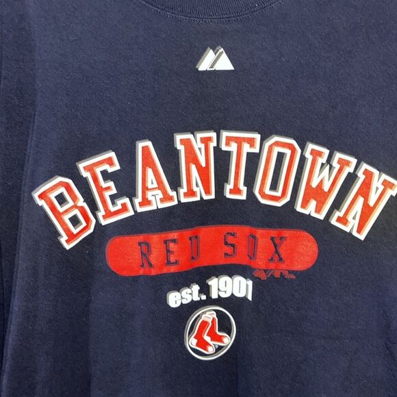 Navy Blue Beantown LS “MLB” collector Boston Red Sox Baseball Mens T Shirt XL - Picture 2 of 3